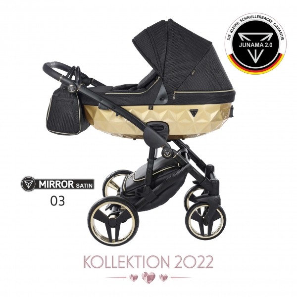 JUNAMA Kombi Kinderwagen MIRROR SATIN 03 2.0 - gold/schwarz