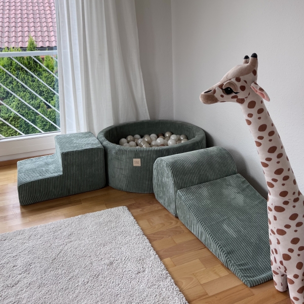 Design4Kids Schaumspielset Jewel Cord mit Bällebad und 200 Bälle - classic olive