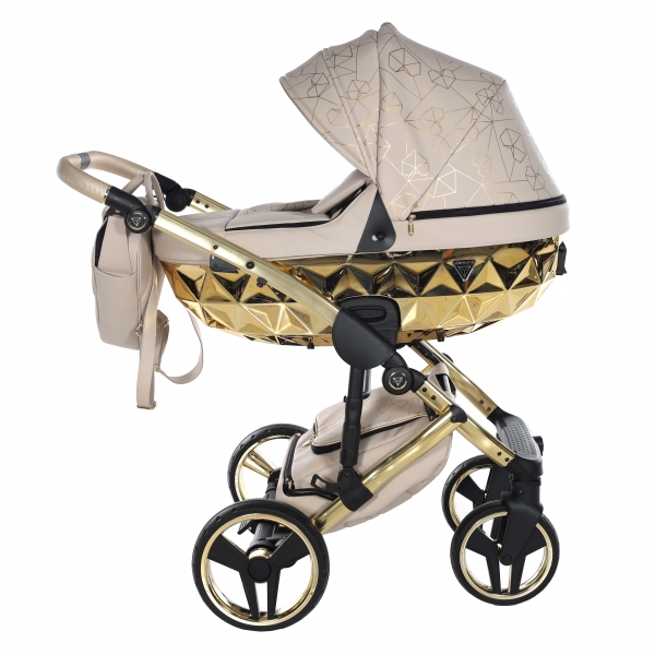 JUNAMA Kombi Kinderwagen DIAMOND HEART 07 2.0 - beige/gold
