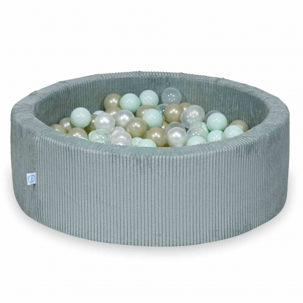 MiMii Bällebad 90x30cm Cord sage mint mit 200 Bällen zum selber Gestalten nach Wunsch