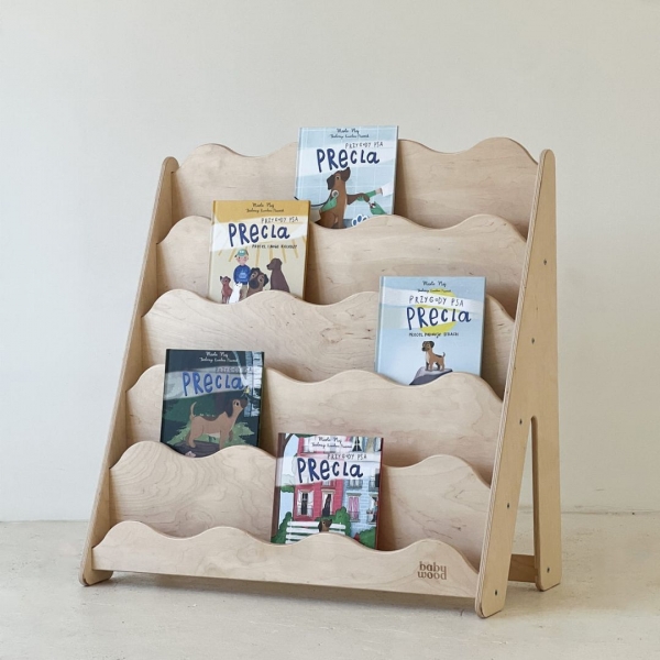 BabyWood Montessori Bücherregal WAVE M - Natur