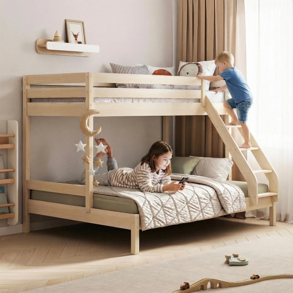 BusyKids Etagenbett aus Holz FAMI-MAX 200 × 90/200 × 140 cm - mit Aufbewahrungsschublade