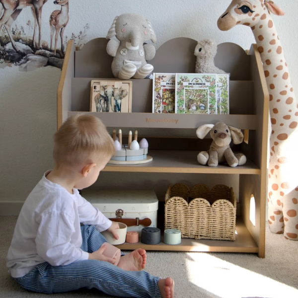 MeowBaby 2-in-1 Montessori-Bücherregal Cloud - grau