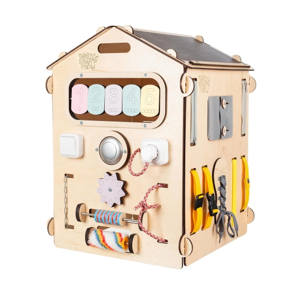BusyKids BusyBoard - das sensorische Montessori Spielhaus - Natura/Pastell