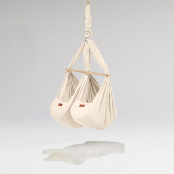 LIBAMARA Federwiege Zwillinge mit Deckenbefestigung - natur