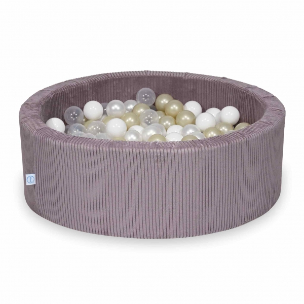 MiMii Bällebad 90x30cm Cord dusty lavender mit 200 Bällen zum selber Gestalten nach Wunsch
