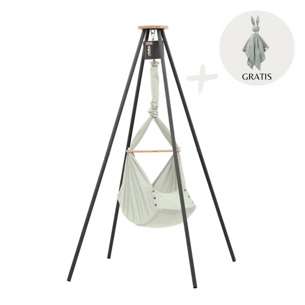 NONOMO Heavenly Dreams Federwiege mit Motor anthrazit &amp; Gestell TIPI anthrazit - Olive