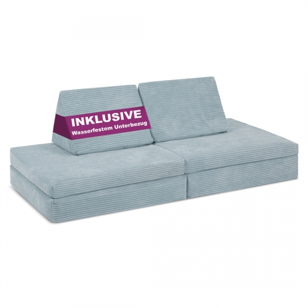 LINODINO Spielsofa Cord Spielparadies - Einhornblau