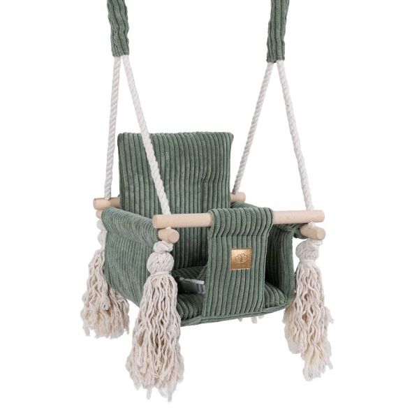 MeowBaby Babyschaukel Cord im Quadrat-Design - Ästhetik olive