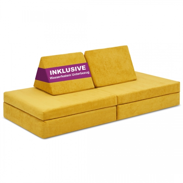 LINODINO Spielsofa Chenille Abenteuerplatz - Bienenwaben Gelb