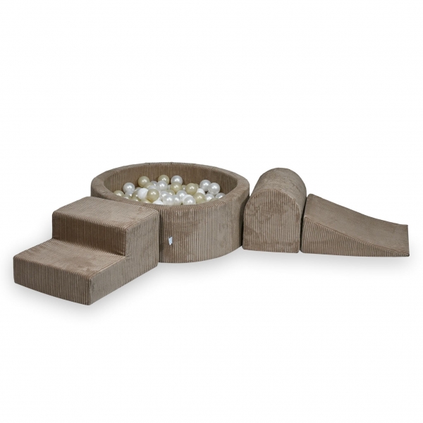 MiMii Schaumspielset Cord toffee brown mit Bällebad und 200 Bälle zum selber Gestalten