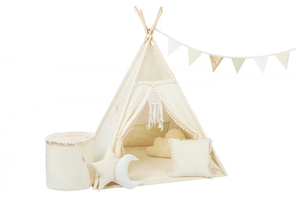 Design4Kids Tipi-Zelt XL-Set Beady Mist - creme