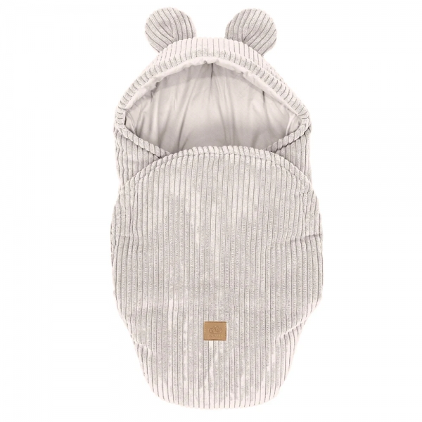 MeowBaby Einschlagdecke Cord mit Bärenohren – Ästhetik ecru/beige