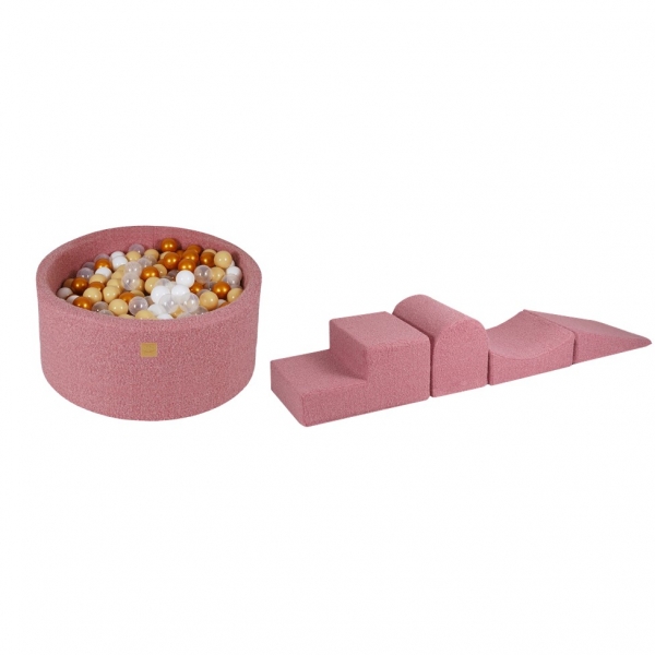 MeowBaby Schaumspielset Boucle pink mit Bällebad und 300 Bälle zum selber Gestalten