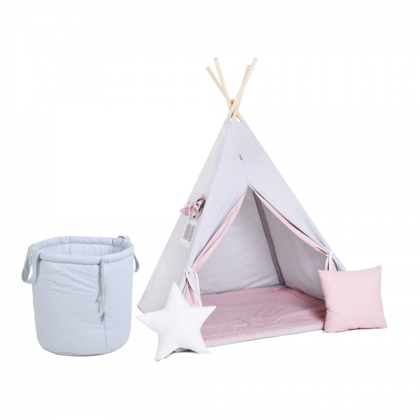 Design4Kids Tipi-Zelt L-Set Sugar Icicle - grau