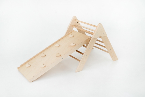 Luna Toys Pikler Kletterdreieck mit Rutsche WoodenTouch - natur