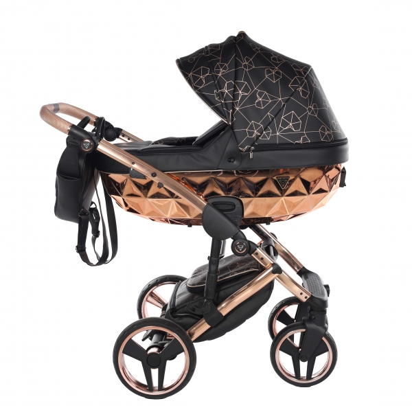 JUNAMA Kombi Kinderwagen DIAMOND HEART 02 2.0 - schwarz/kupfer