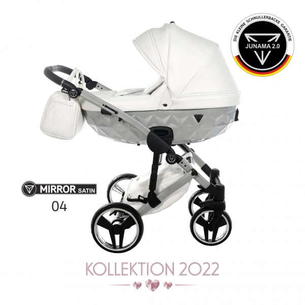 JUNAMA Kombi Kinderwagen MIRROR SATIN 04 2.0 - hellgrau/weiß