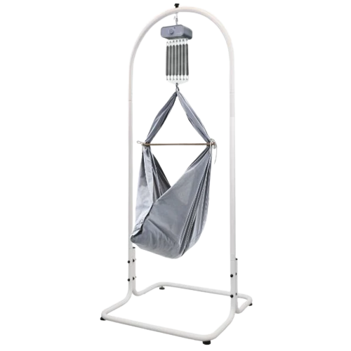 swing2sleep Federwiege Motor heia grau mit dream2sleep grau & Gestell weiß