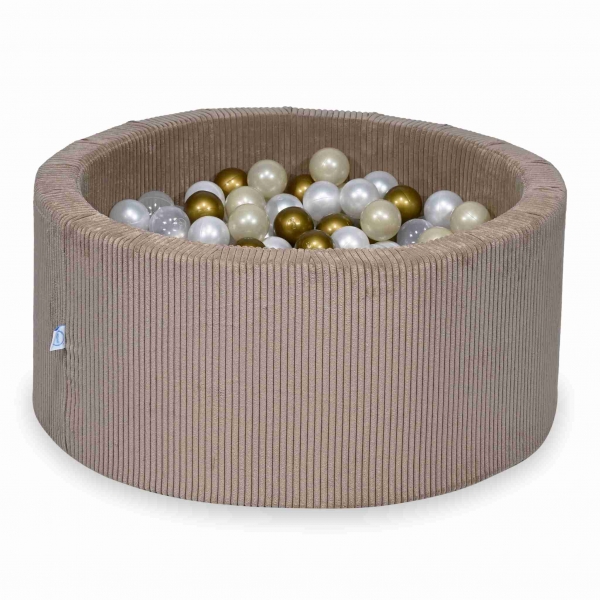 MiMii Bällebad 90x40cm Cord toffee brown mit 300 Bällen zum selber Gestalten nach Wunsch