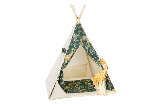 Design4Kids Tipi-Zelt M-Special Set Safari Giraffe - beige