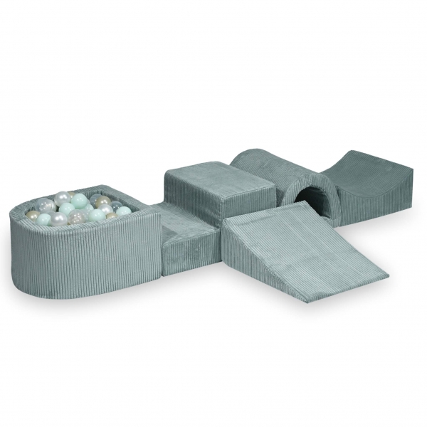 MiMii Schaumspielset II Cord sage mint mit Bällebad und 100 Bälle zum selber Gestalten