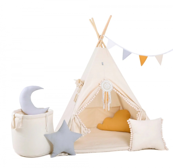 Design4Kids Tipi-Zelt XXL-Set Creamy Cloud - creme