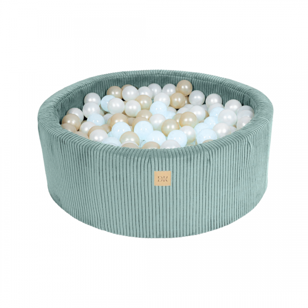 Design4Kids Bällebad Jewel 90x30cm Cord cozy mint mit 200 Bällen - pearl, mintpearl, gold