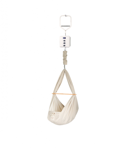 QOOKIE Swing Federwiege mit Motor Cube und Türrahmenklammer - creme