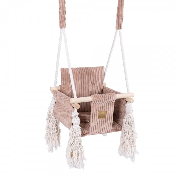 MeowBaby Babyschaukel Cord im Quadrat-Design - Ästhetik powder pink