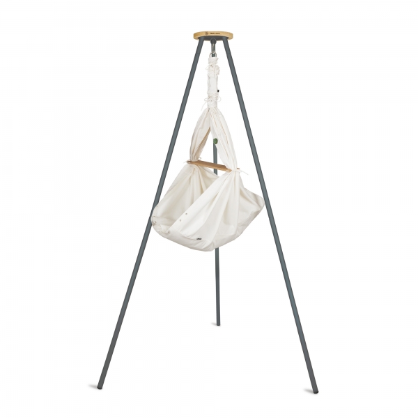 PAULI &amp; CO Federwiegen-Set Baby &amp; Gestell Tripod SMART anthrazit - Kreide