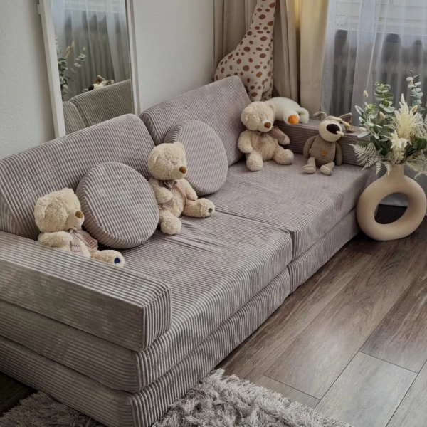 Design4Kids Spielsofa Cord Grande - cloudy grey