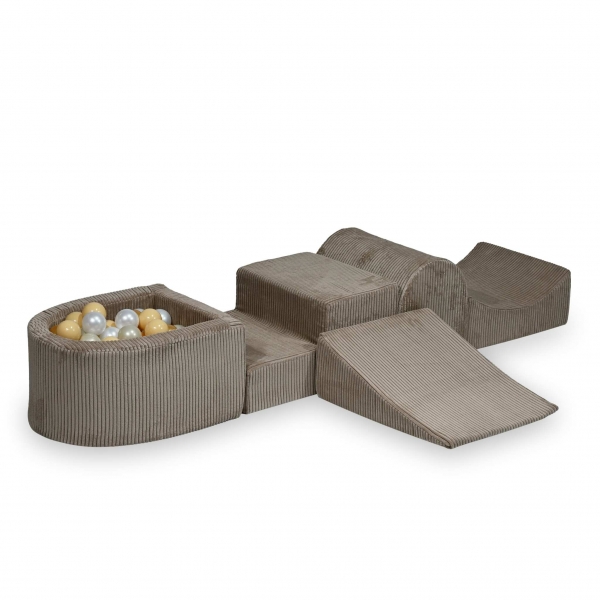 MiMii Schaumspielset I Cord toffee brown mit Bällebad und 100 Bälle zum selber Gestalten