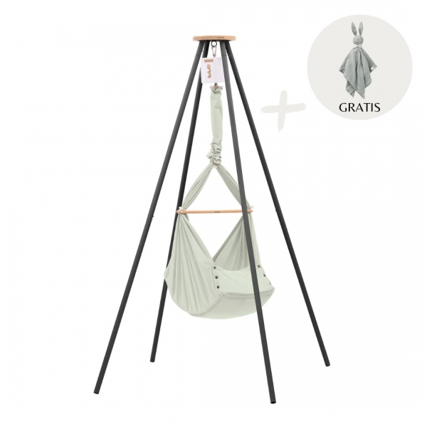 NONOMO Heavenly Dreams Federwiege mit Motor weiß &amp; Gestell TIPI anthrazit - Olive