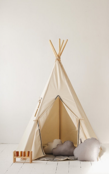 MOI MILI Tipi-Zelt mit Pompoms - GRAY POMPONS
