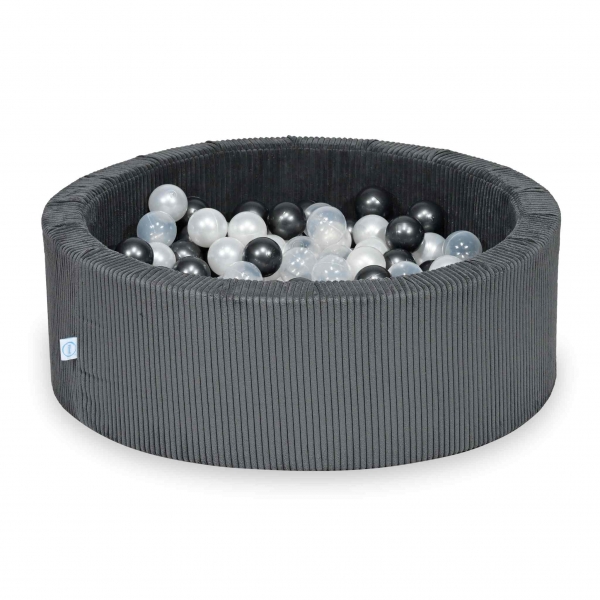 MiMii Bällebad 90x30cm Cord graphite grey mit 200 Bällen zum selber Gestalten nach Wunsch