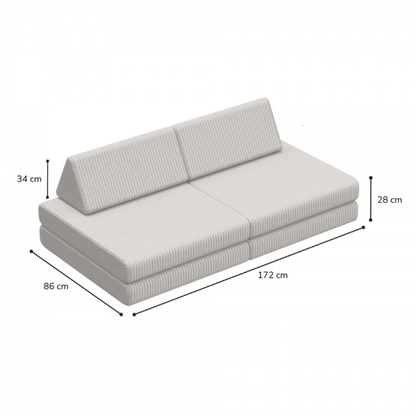 Design4Kids Spielsofa Cord Mini Grande Classic - cloudy grey