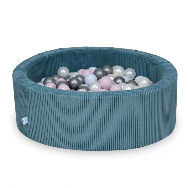 MiMii Bällebad 90x30cm Cord smoky blue mit 200 Bällen zum selber Gestalten nach Wunsch