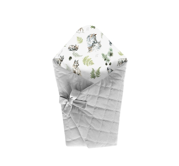 BabySteps Einschlagdecke VELVET Wolf pack - gray