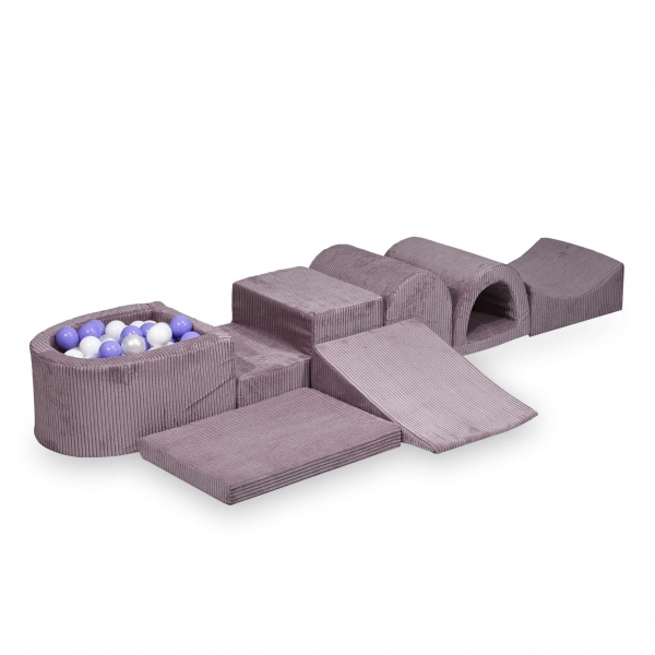 MiMii Schaumspielset XXL Cord dusty lavender mit Bällebad und 100 Bälle zum selber Gestalten