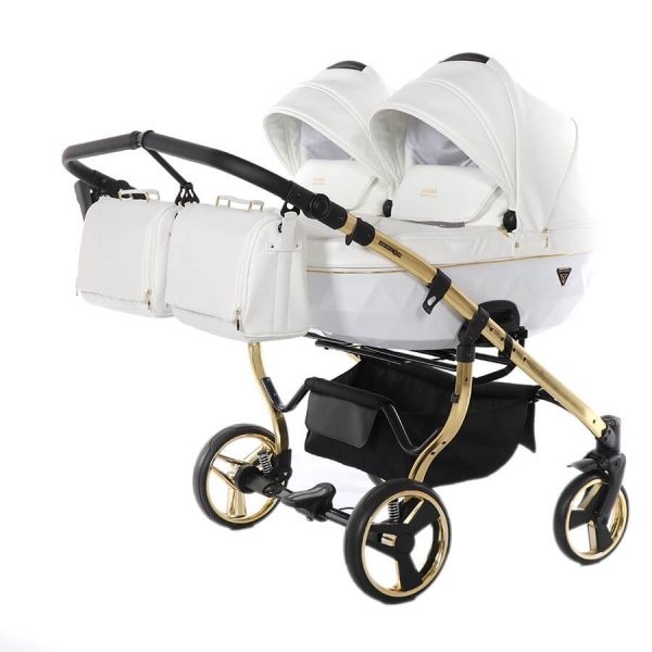 JUNAMA Zwillingskinderwagen Individual Duo 01 - weiß/gold