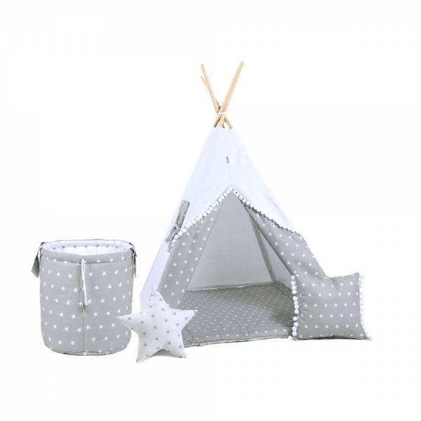 Design4Kids Tipi-Zelt L-Set White Kingdom - grau