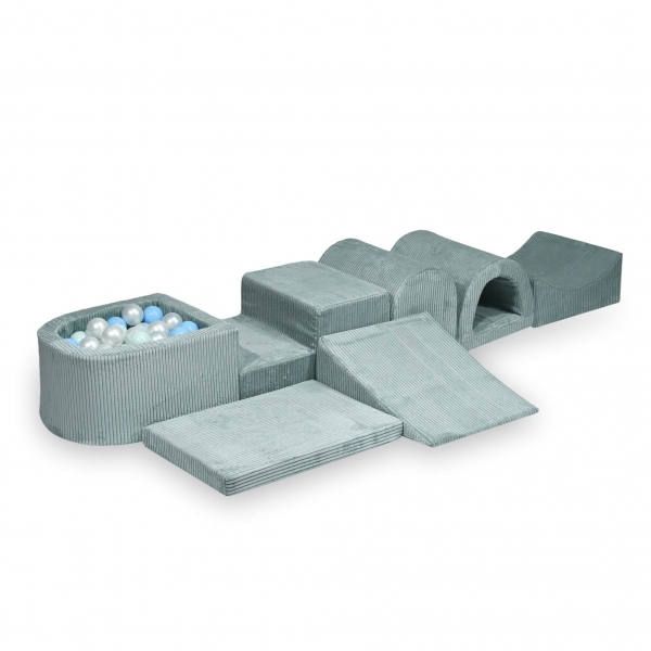 MiMii Schaumspielset XXL Cord sage mint mit Bällebad und 100 Bälle zum selber Gestalten