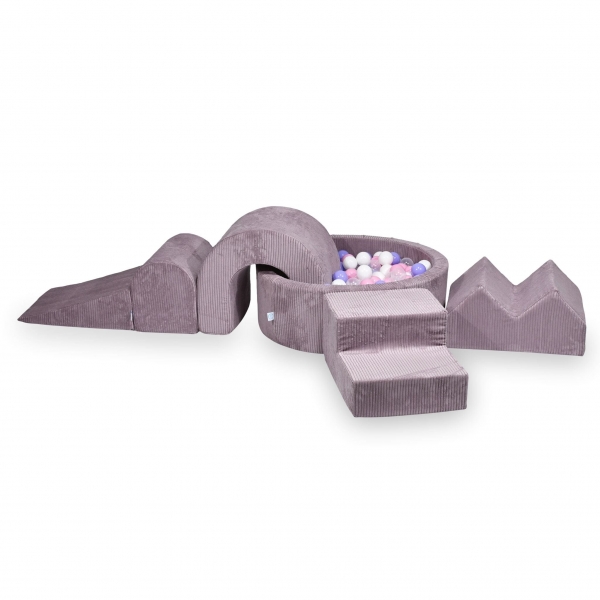 MiMii Schaumspielset XXL Cord dusty lavender mit Bällebad 90x30 cm und 200 Bällen zum Gestalten