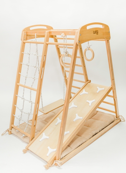 Luna Toys Montessori 6-in-1 indoor Klettergerüst WoodenTouch - natur