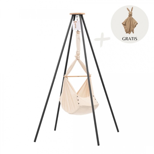 NONOMO Heavenly Dreams Federwiege mit Motor weiß &amp; Gestell TIPI anthrazit - Almond
