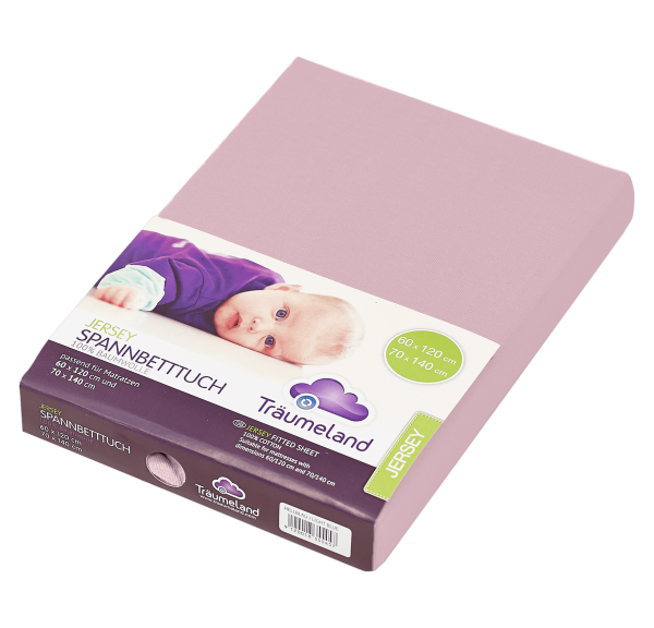 TRÄUMELAND Spannbetttuch Jersey malve-rose 60x120/ 70x140