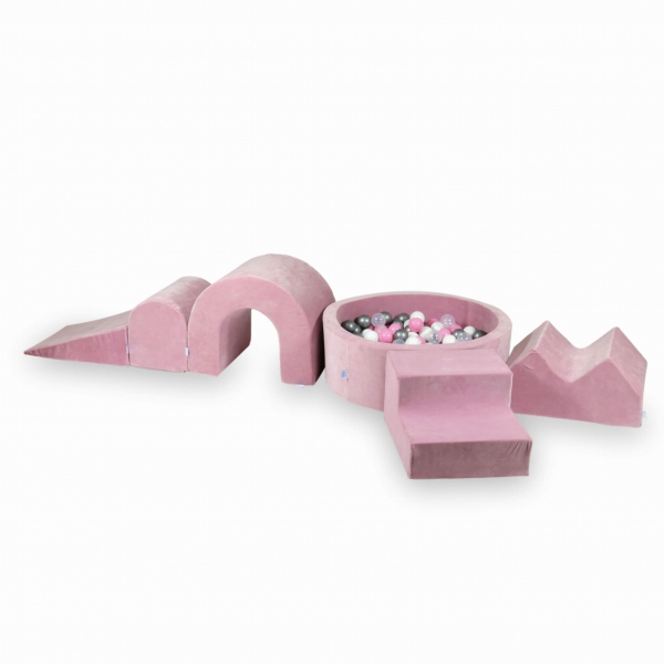 MiMii Schaumspielset XXL VELVET Soft pink mit Bällebad 110x30 cm und 400 Bällen zum Gestalten