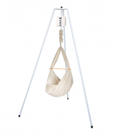 QOOKIE Swing Federwiege mit Motor Cube und Gestell weiß - creme