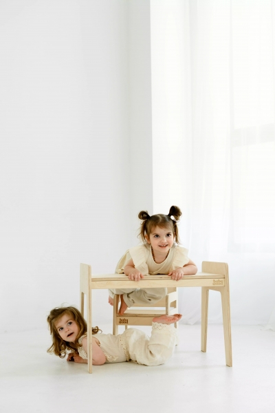 BabyWood Kindertisch + Stuhl S/M - Natur